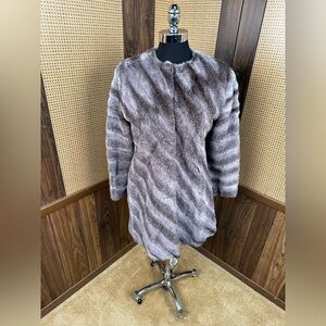 STUNNING DYED GRAY DENMARK MINK DIRECTIONAL FUR COAT JACKET SIZE SMALL